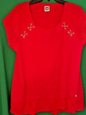 Anne Klein Sport Barbados Cherry Blouse Sz L